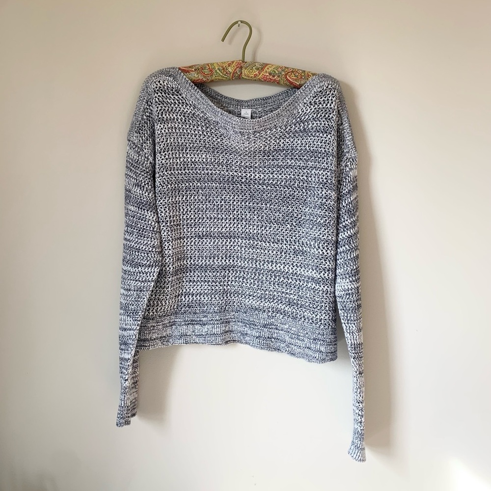 Old Navy Gray & White Marled Knit Sweater, 100% Cotton